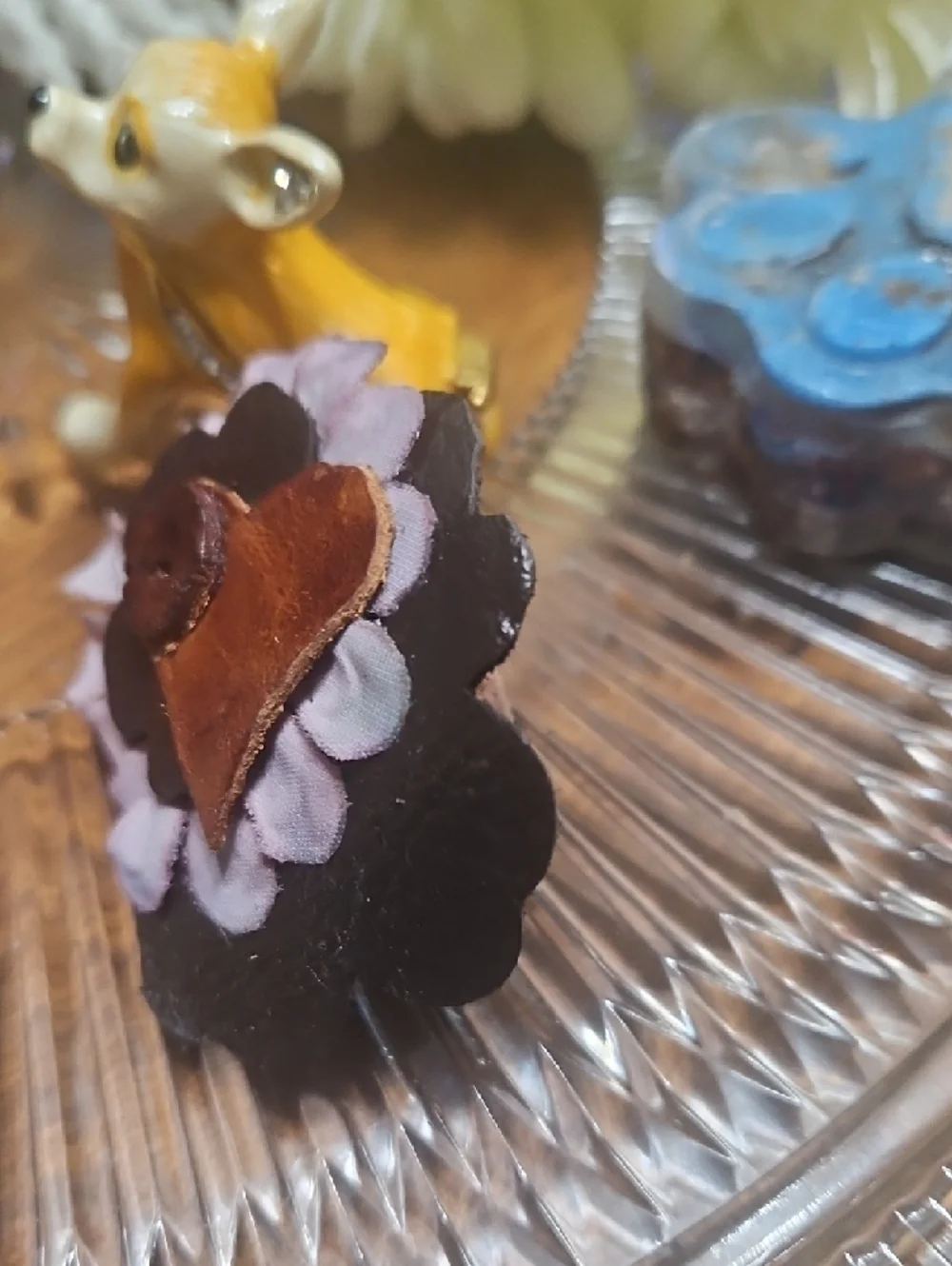 Hand Crafted Genuine Leather Flower Dog Collar Charm NEW
